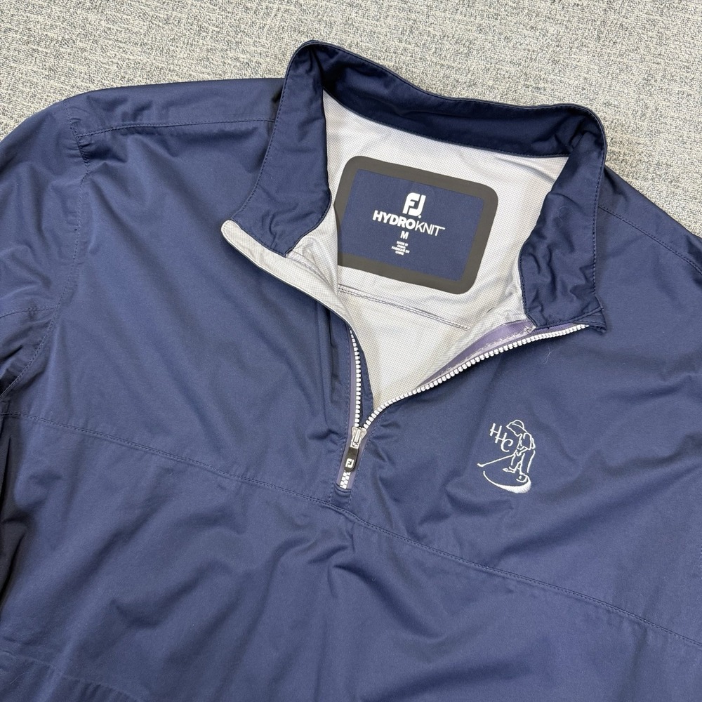FootJoy Hydroknit Golf Jacket Mens‎ Medium Blue 1/2 Half Zip Pullover Pockets